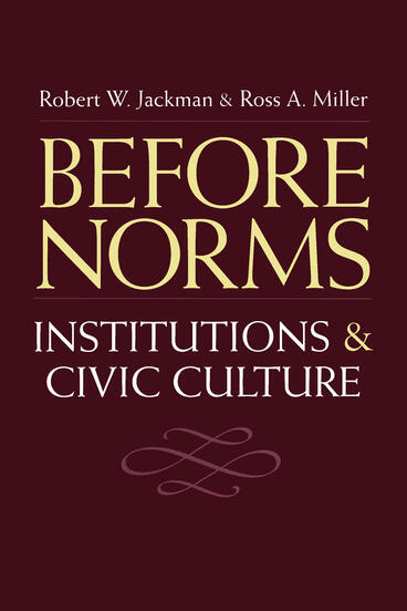 Cover of Before Norms - Institutions and Civic Culture