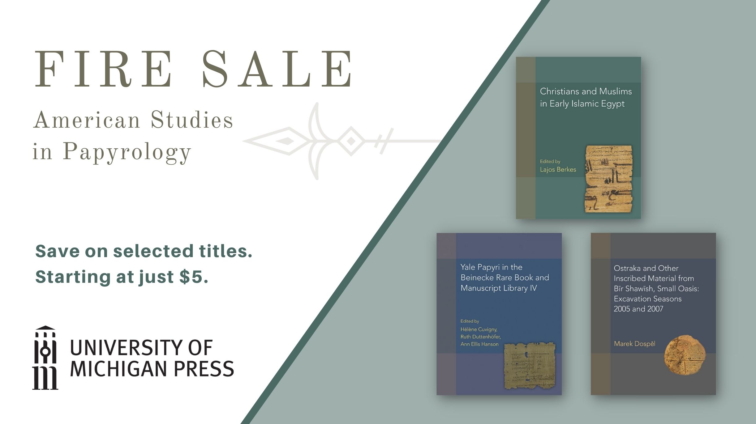 Fire Sale: American Studies in Papyrology. Save on selected titles. Starting at just $5. Complete list of sale titles is available in the link.