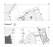 EH II, plans, before and after the construction of the outer wall of the castle.