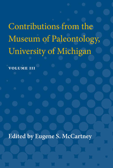 Cover of Contributions from the Museum of Paleontology, University of Michigan - Volume III