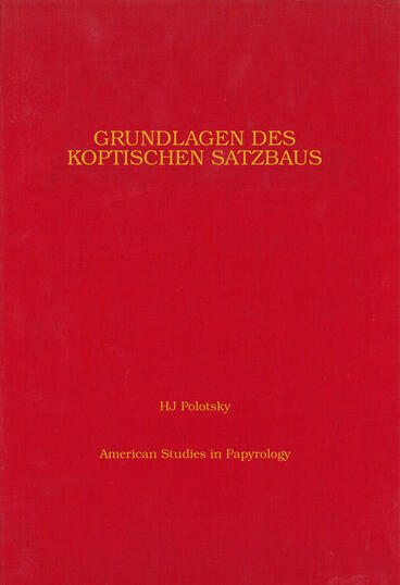 Cover of Grundlagen des koptischen Satzbaus - Second Half