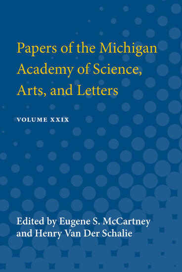 Cover of Papers of the Michigan Academy of Science Arts and Letters - Volume XXIX